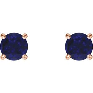 14K Rose 5 mm Natural Blue Sapphire Earrings Ethereal Legacy Boutiques