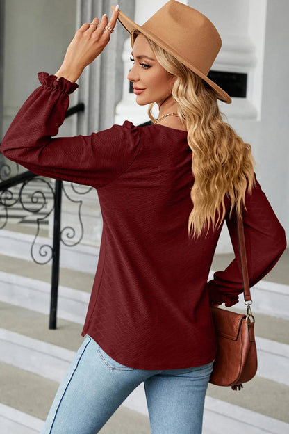🌸 Round Neck Flounce Sleeve T-Shirt FitiqueFit