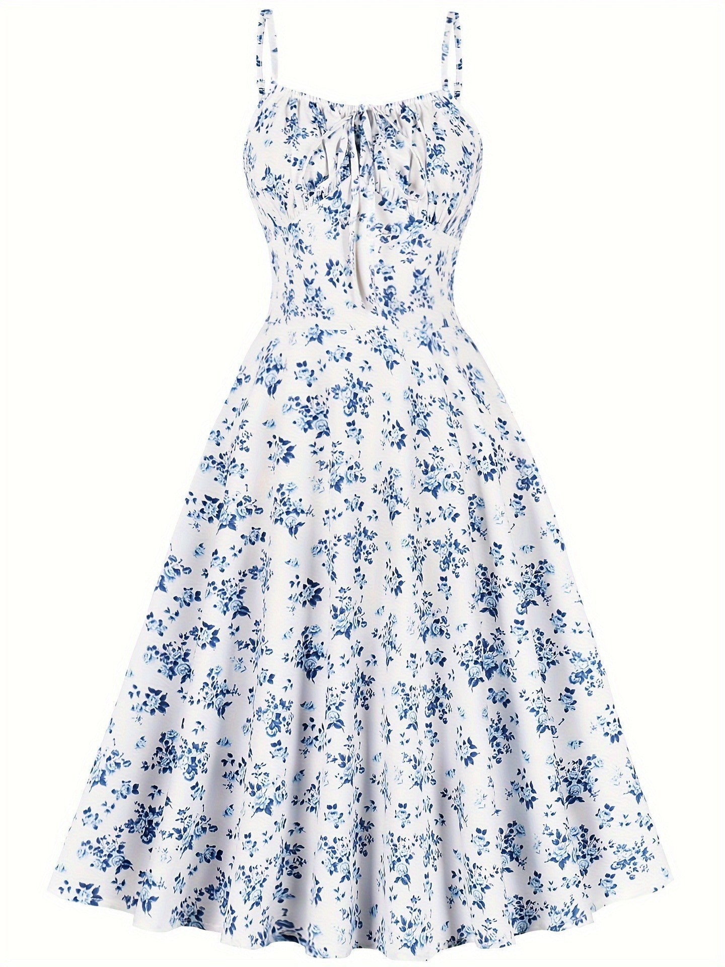 Floral Backless Bow-Tie Strappy Maxi Dress – Black & Blue, S–XXL FitiqueFit