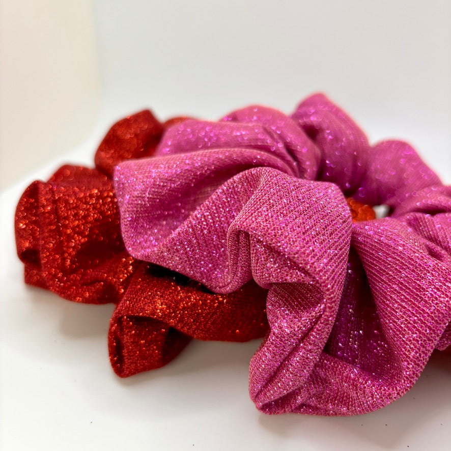 Pink & Red Sparkle Scrunchie Set Enchanted Scrunch
