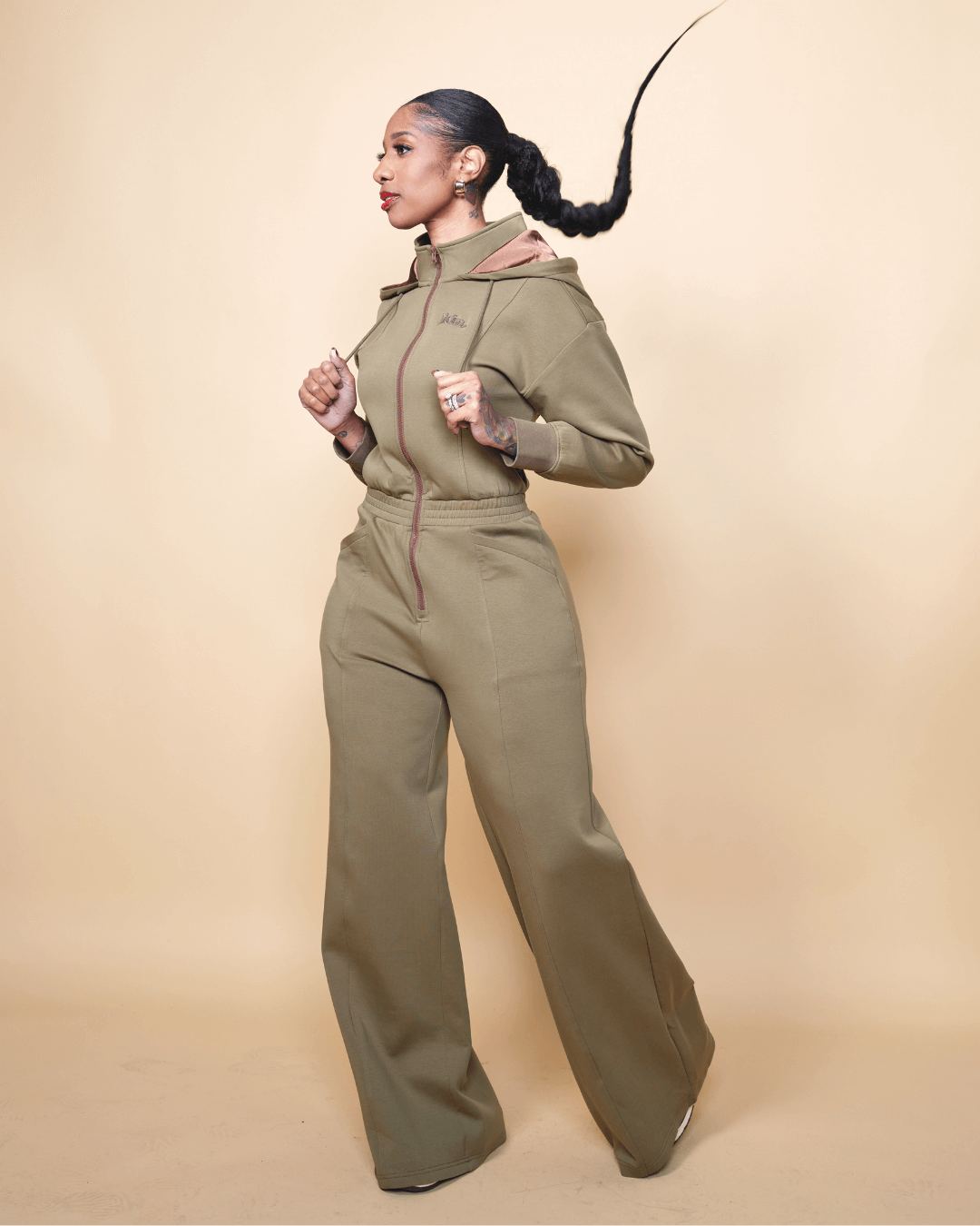 Green Satin Lined Jumpsuit KINApparel