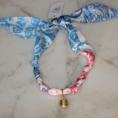 Red & Blue Scarf Necklace ~ Pick your Charm Deep South Originals