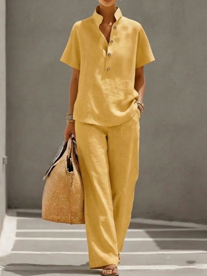 Cardigan & Short Sleeve Top + Pants Three-Piece Set – Solid Color Casual Lounge FitiqueFit