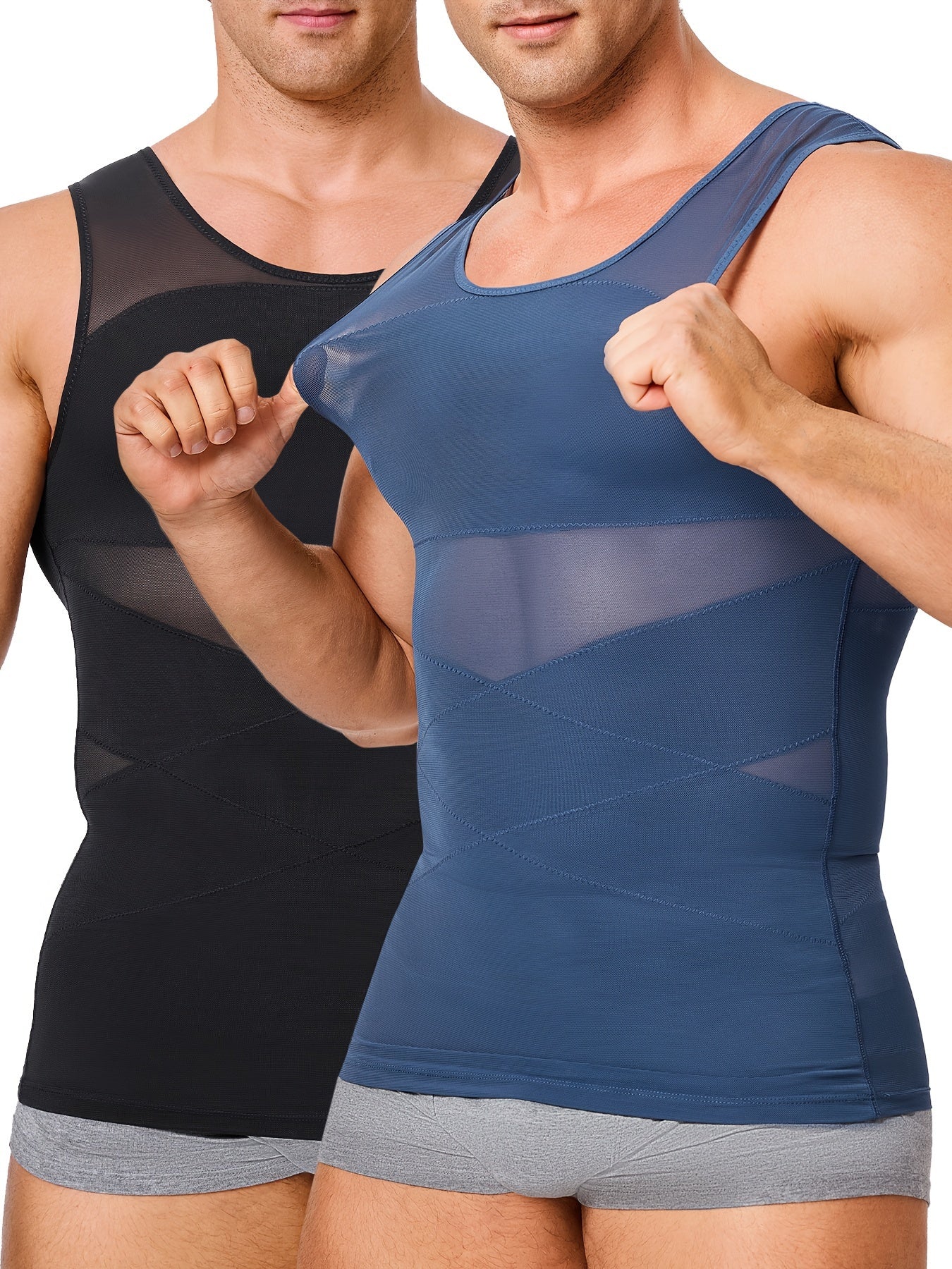 SCARBORO Men's Compression Shirt for Body Shaper Slimming Vest Tight Tummy Underwear Tank Top NovaCart