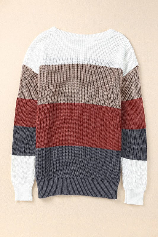 Colorblock Stripe Round Neck Pullover Sweater Shop Style & More | Fresh Looks, Everyday Deals & Free Shipping