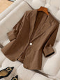 Women's Three-Quarter Sleeve Single-Button Casual Blazer FitiqueFit