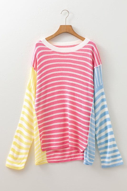 Plus Size Stripe Reverse Seam Colorblock Sweater Shop Style & More | Fresh Looks, Everyday Deals & Free Shipping