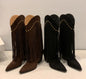 Riveted Fringe Mid-Calf Boots – Stylish Cowgirl Boots with Brass Rivets Country in My Heart