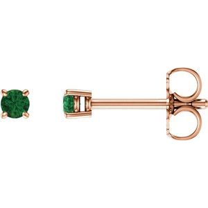 14K Rose 2.5 mm Natural Emerald Earrings Ethereal Legacy Boutiques