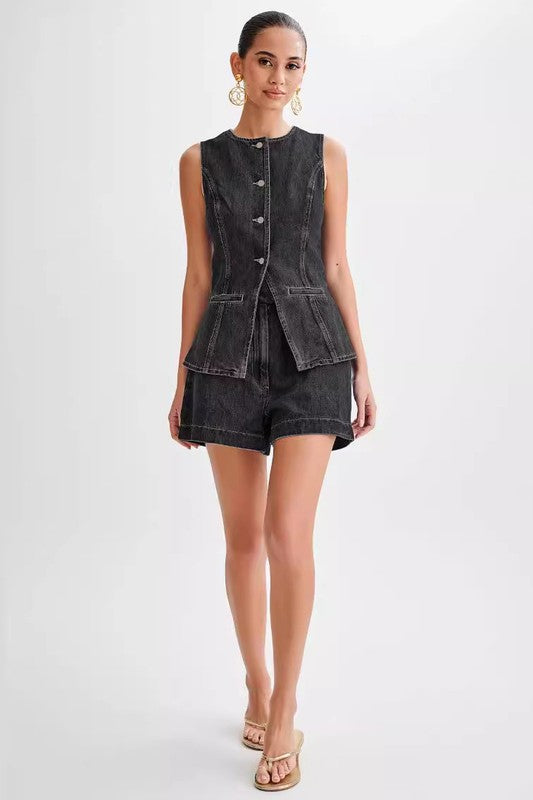 WOMEN FASHION DENIM TWO PIECE SET BY CLAUDE