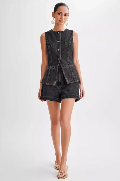 WOMEN FASHION DENIM TWO PIECE SET BY CLAUDE