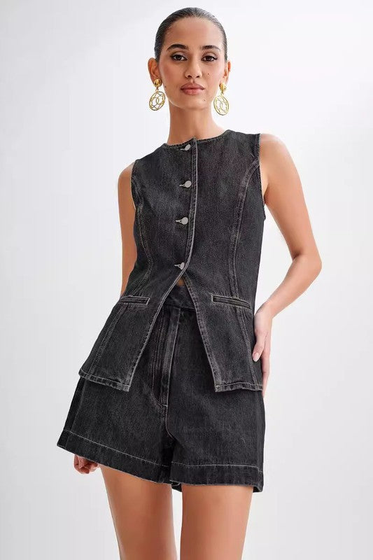 WOMEN FASHION DENIM TWO PIECE SET BY CLAUDE