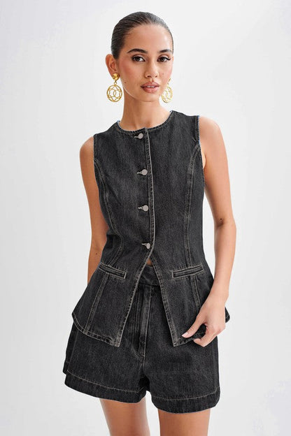 WOMEN FASHION DENIM TWO PIECE SET BY CLAUDE