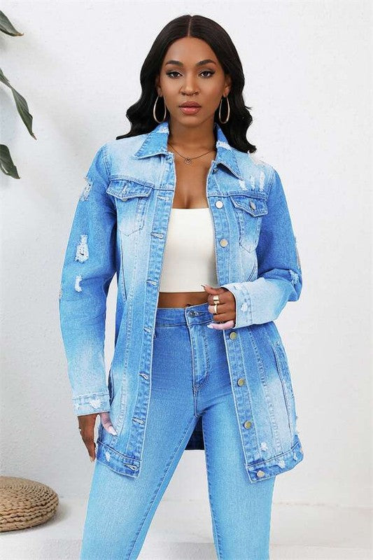 WOMEN FASHION DENIM TRUCKER JACKET BY CLAUDE