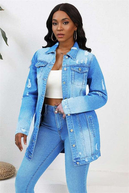 WOMEN FASHION DENIM TRUCKER JACKET BY CLAUDE