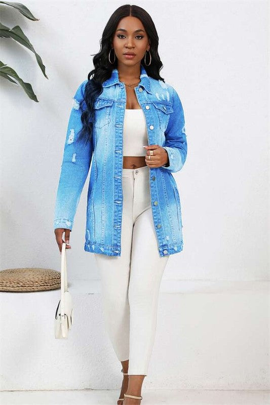 WOMEN FASHION DENIM TRUCKER JACKET BY CLAUDE