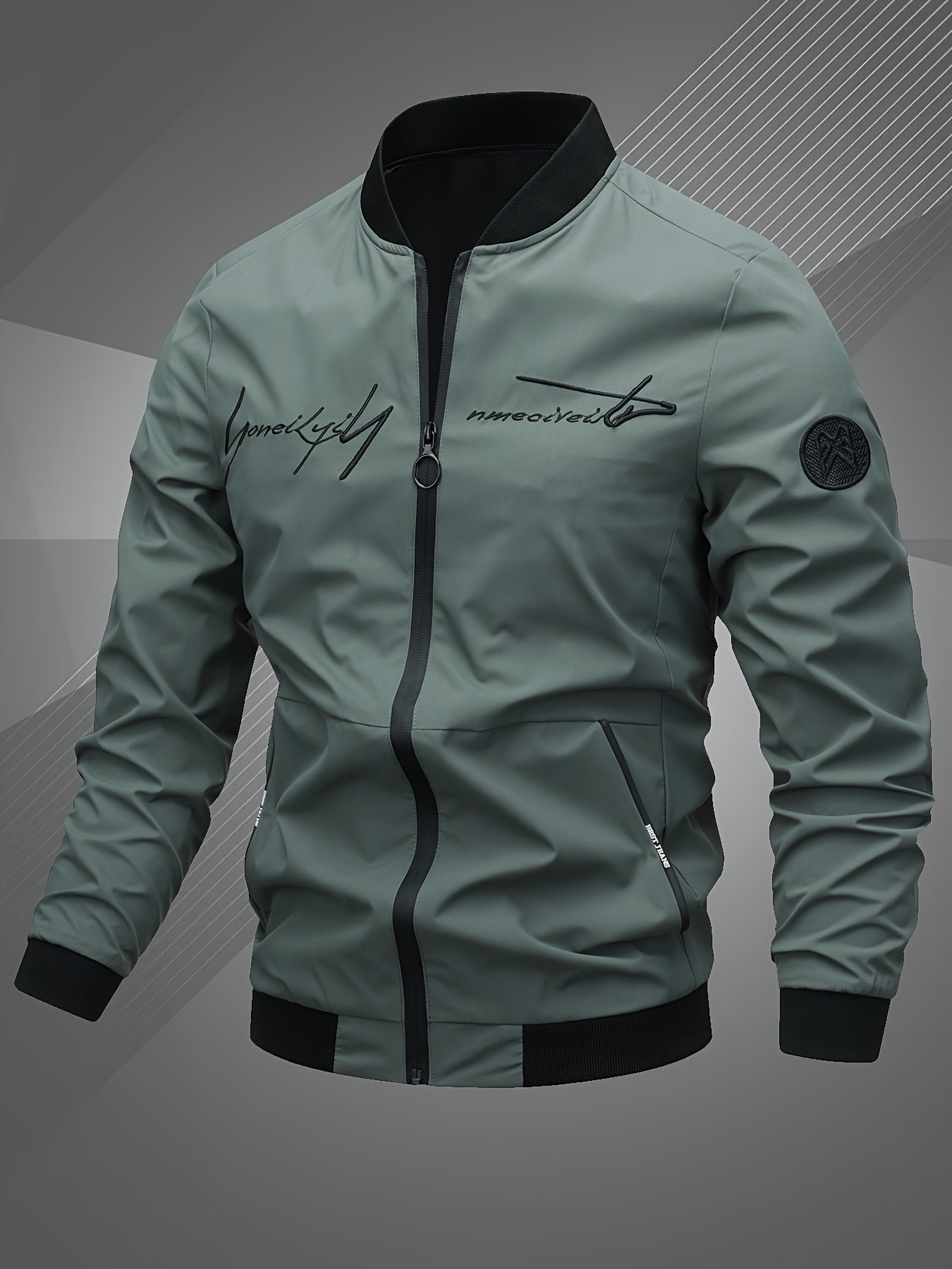Men'S Letter Embroidered Casual Bomber Jacket, Mens Winter Jackets And Coats, Fridays Items, Mens Gifts Ideas, Gifts for Men, Thermal Wear for Men, Christmas Gifts, Suitable for Everyday Life, Home, Outdoor, Work, And Leisure NovaCart