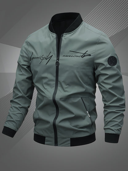 Men'S Letter Embroidered Casual Bomber Jacket, Mens Winter Jackets And Coats, Fridays Items, Mens Gifts Ideas, Gifts for Men, Thermal Wear for Men, Christmas Gifts, Suitable for Everyday Life, Home, Outdoor, Work, And Leisure NovaCart