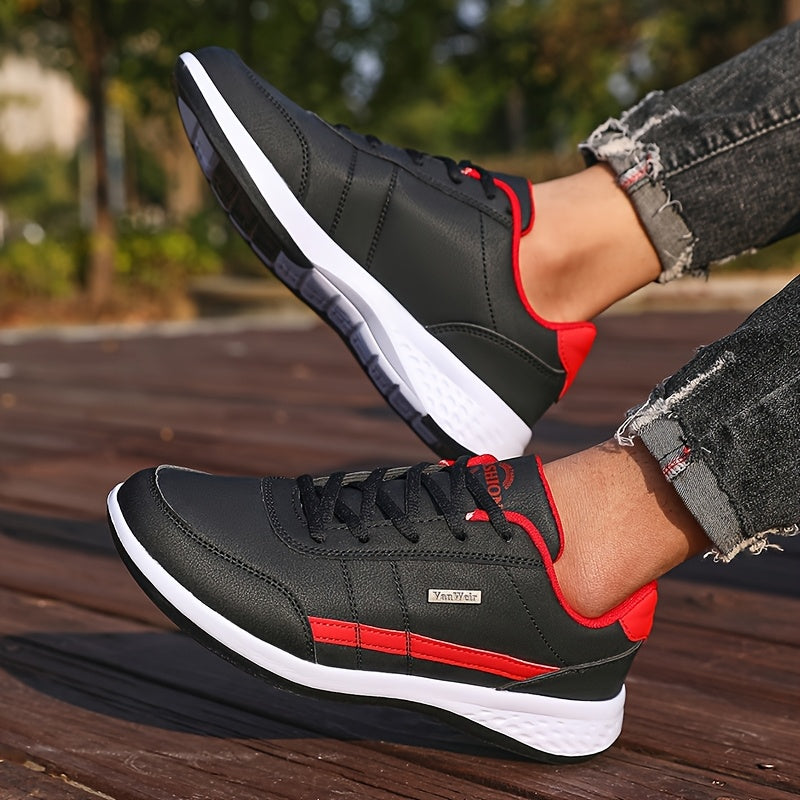 VanWeir Lightweight Men'S Shoes | Navy Blue/White, Lace-up sneakers with MD/TPR Sole, Breathable Fabric Lining for Outdoor, Hiking & Casual Wear NovaCart