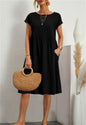 Women's Cotton Round Neck A-line Skirt Dress Grayceful LLC