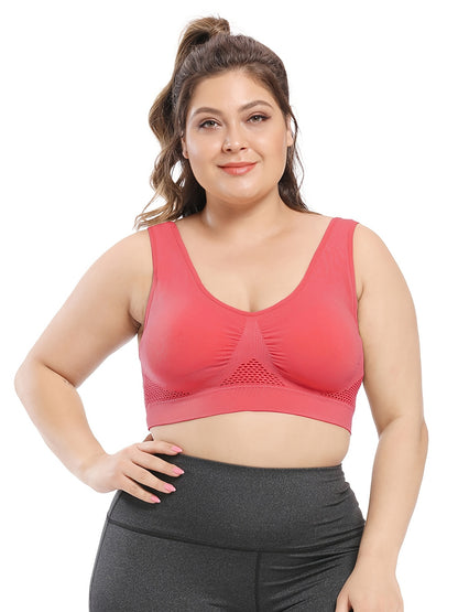 Plus Size Sports Bras for Women Seamless Bra with Pads Big Size Bralette Push Up Brassiere Bra Vest NovaCart