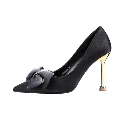 Sexy High Heels Stiletto Bow Women's Single Shoes See size chart under “more details” The Fashion Celestial