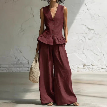 Women's Bohemian Ruffled Sleeveless Tank & Pants Set FitiqueFit
