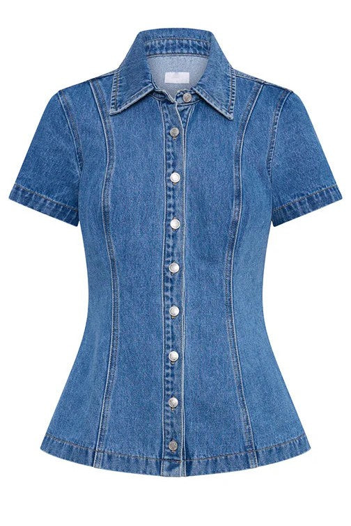 WOMEN FASHION DENIM TWO PIECE SHORT SET BY CLAUDE