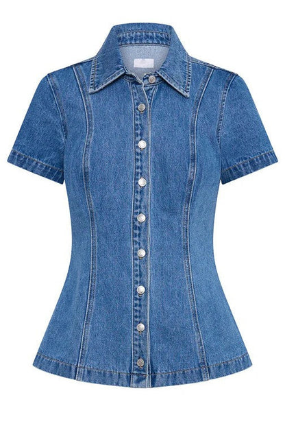 WOMEN FASHION DENIM TWO PIECE SHORT SET BY CLAUDE