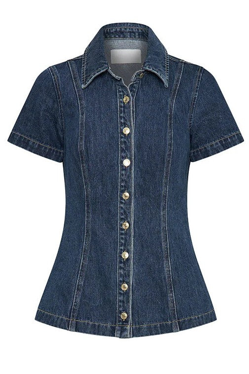 WOMEN FASHION DENIM TWO PIECE SHORT SET BY CLAUDE