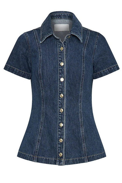 WOMEN FASHION DENIM TWO PIECE SHORT SET BY CLAUDE