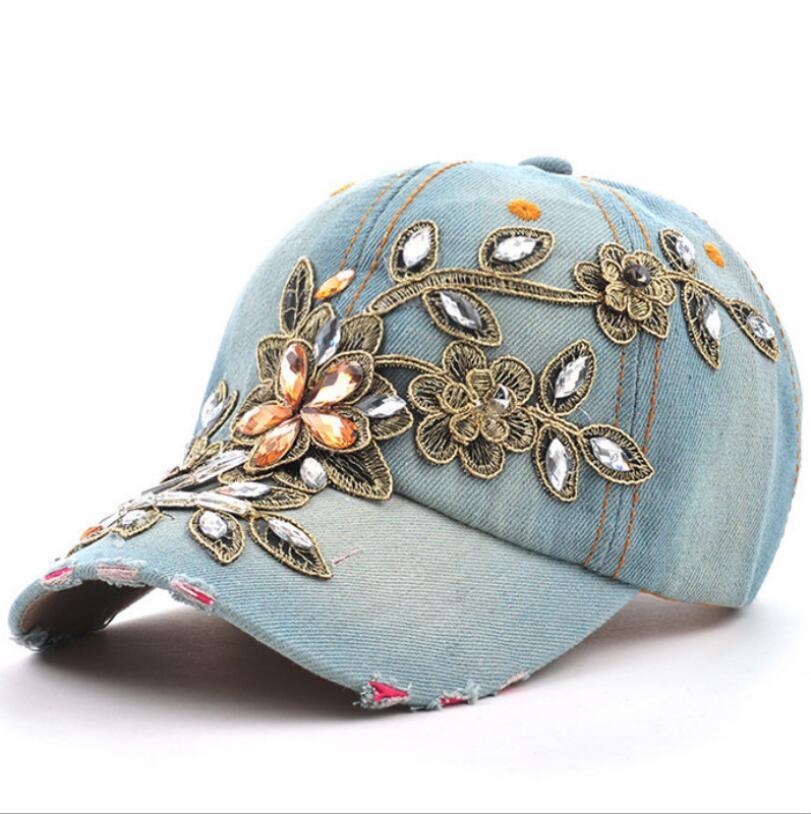 Cowgirl's Diamond Embroidery Flower Baseball Cap Country in My Heart