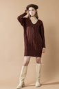 V-Neck Ribbed Hem Cable Knit Sweater Dress Shop Style & More | Fresh Looks, Everyday Deals & Free Shipping