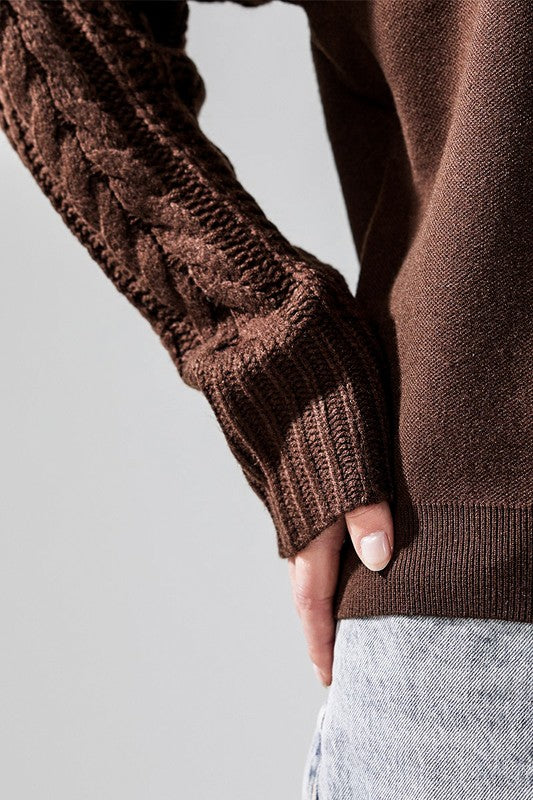 Cozy Solid Body Contrast Cable Knit Sweater Shop Style & More | Fresh Looks, Everyday Deals & Free Shipping