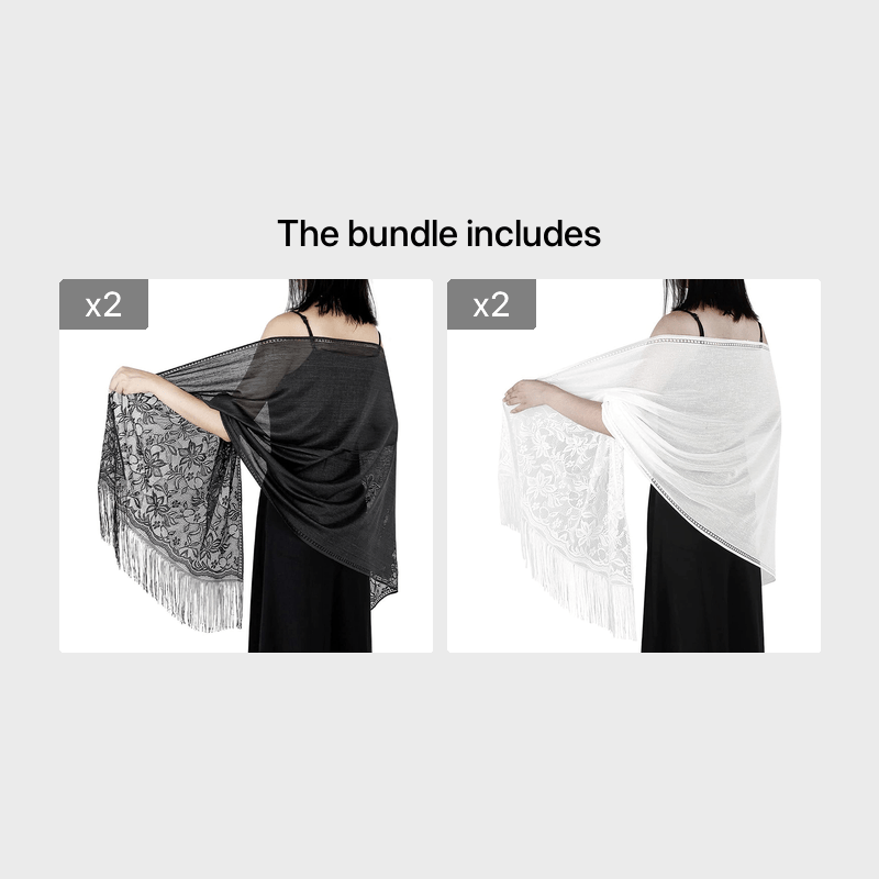 Women's Casual Shawl Wrap - Solid Color, Lightweight Polyester Knit - Going Out Essentials | Fringe Trim | Floral Lace Details NovaCart