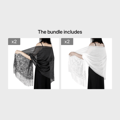 Women's Casual Shawl Wrap - Solid Color, Lightweight Polyester Knit - Going Out Essentials | Fringe Trim | Floral Lace Details NovaCart