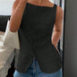 Trendy Square Neck Button Up Vest Top Y2k Going Out Tank Tops FitiqueFit