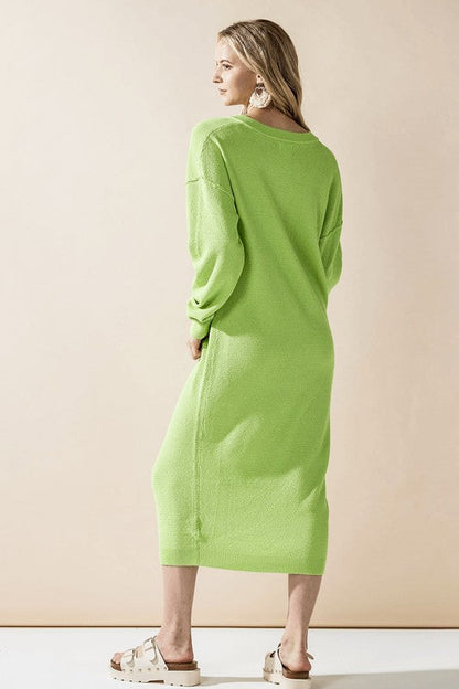 Comfy Button-front Soft Sweater Kint Midi Dress Shop Style & More | Fresh Looks, Everyday Deals & Free Shipping