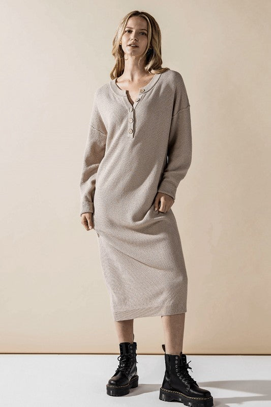 Comfy Button-front Soft Sweater Kint Midi Dress Shop Style & More | Fresh Looks, Everyday Deals & Free Shipping