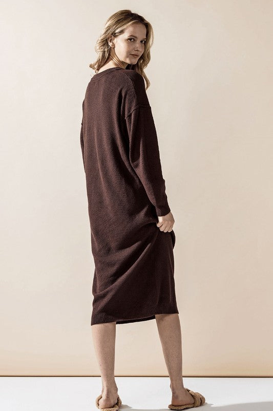 Comfy Button-front Soft Sweater Kint Midi Dress Shop Style & More | Fresh Looks, Everyday Deals & Free Shipping