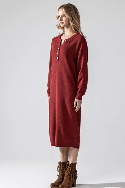 Comfy Button-front Soft Sweater Kint Midi Dress Shop Style & More | Fresh Looks, Everyday Deals & Free Shipping