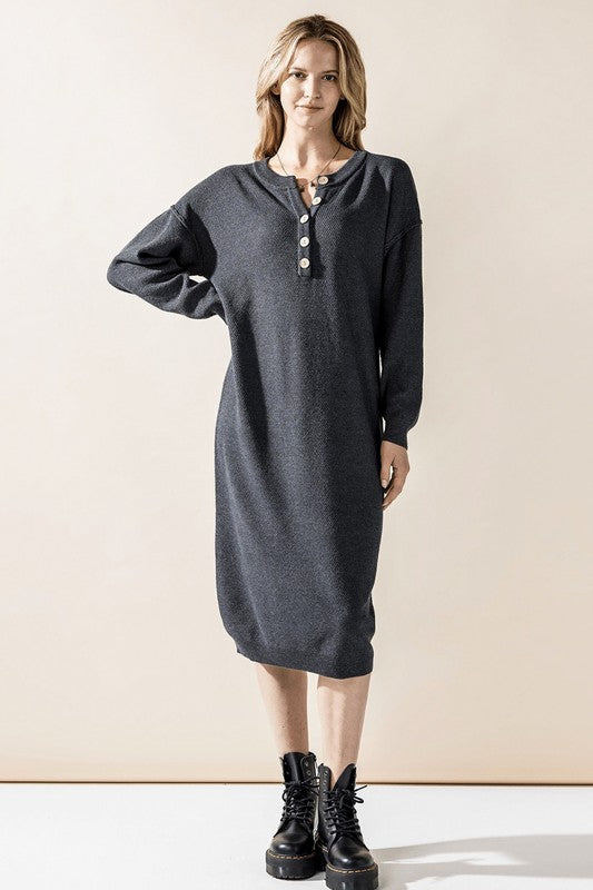 Comfy Button-front Soft Sweater Kint Midi Dress Shop Style & More | Fresh Looks, Everyday Deals & Free Shipping