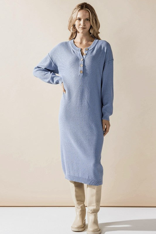 Comfy Button-front Soft Sweater Kint Midi Dress Shop Style & More | Fresh Looks, Everyday Deals & Free Shipping