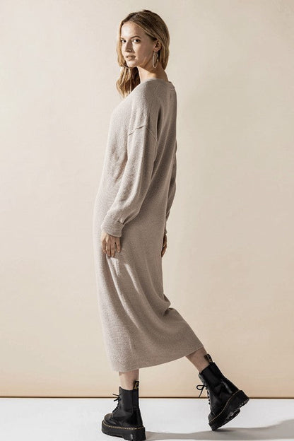 Comfy Button-front Soft Sweater Kint Midi Dress Shop Style & More | Fresh Looks, Everyday Deals & Free Shipping