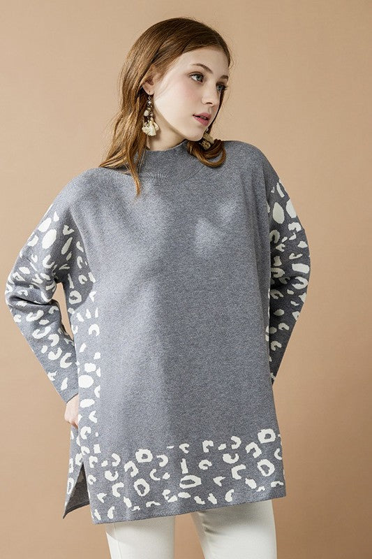 Oversized Mock Neck Leopard Print Sweater Tunic Shop Style & More | Fresh Looks, Everyday Deals & Free Shipping