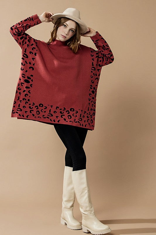 Oversized Mock Neck Leopard Print Sweater Tunic Shop Style & More | Fresh Looks, Everyday Deals & Free Shipping