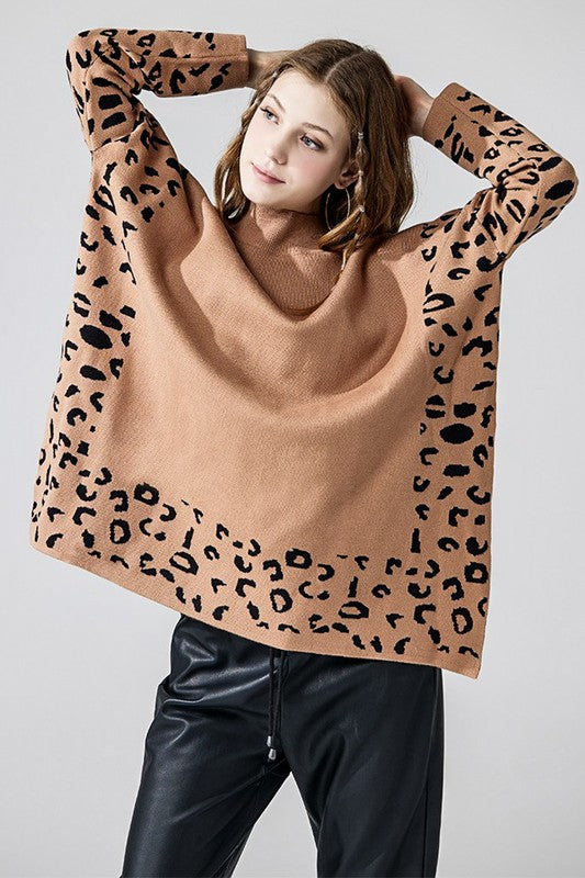 Oversized Mock Neck Leopard Print Sweater Tunic Shop Style & More | Fresh Looks, Everyday Deals & Free Shipping