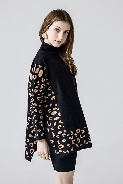 Oversized Mock Neck Leopard Print Sweater Tunic Shop Style & More | Fresh Looks, Everyday Deals & Free Shipping