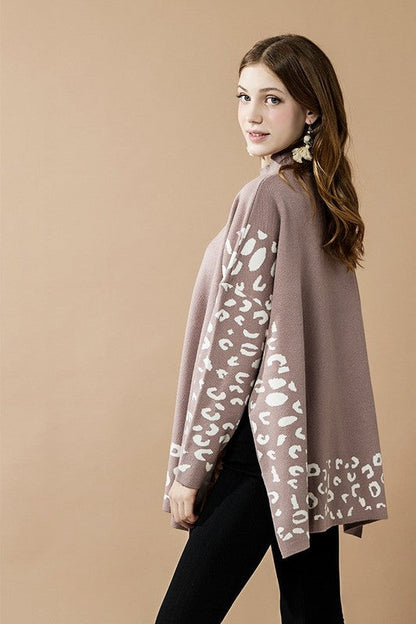 Oversized Mock Neck Leopard Print Sweater Tunic Shop Style & More | Fresh Looks, Everyday Deals & Free Shipping