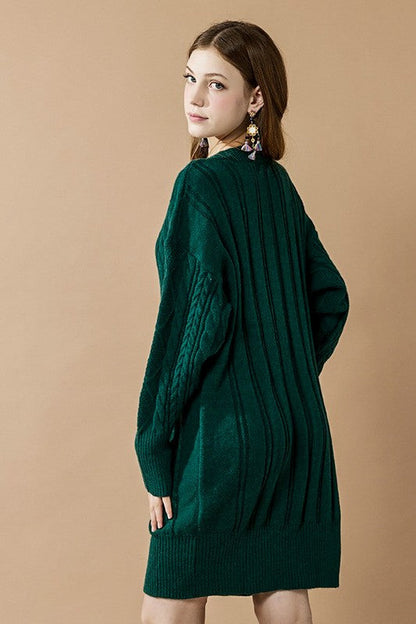 V-Neck Ribbed Hem Cable Knit Sweater Dress Shop Style & More | Fresh Looks, Everyday Deals & Free Shipping